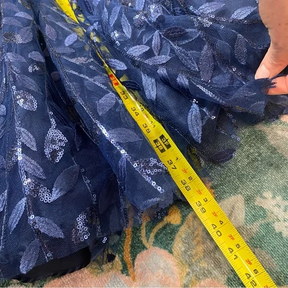 Jovani JVN Womens Dress 22 Formal Blue Sequin Sparkly Tutu tulle Mini Gown - Picture 13 of 14